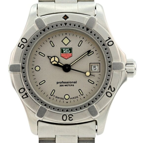Vintage Ladies 27mm Tag Heuer Professional 2000 Grey Dial Watch! Ref 962.208 F! - Picture 1 of 9
